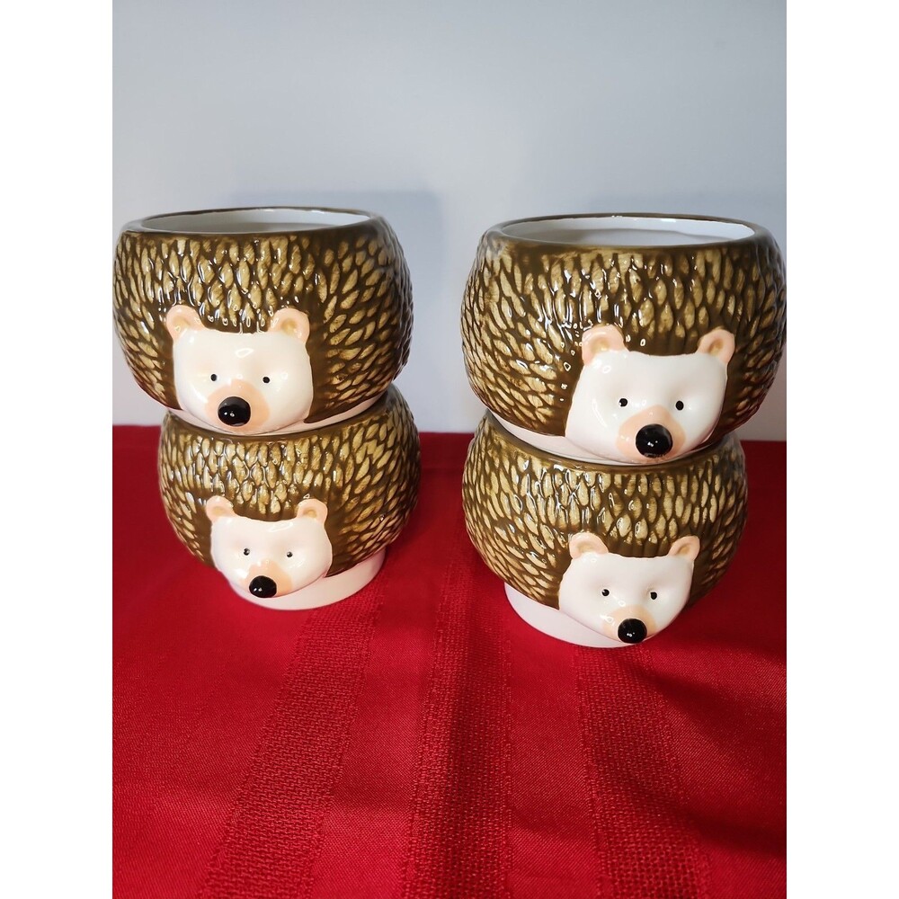 DEI Hedgehog Stacking Mugs Set of 4 Ceramic 12oz Woodland Coffee Cups Stacking